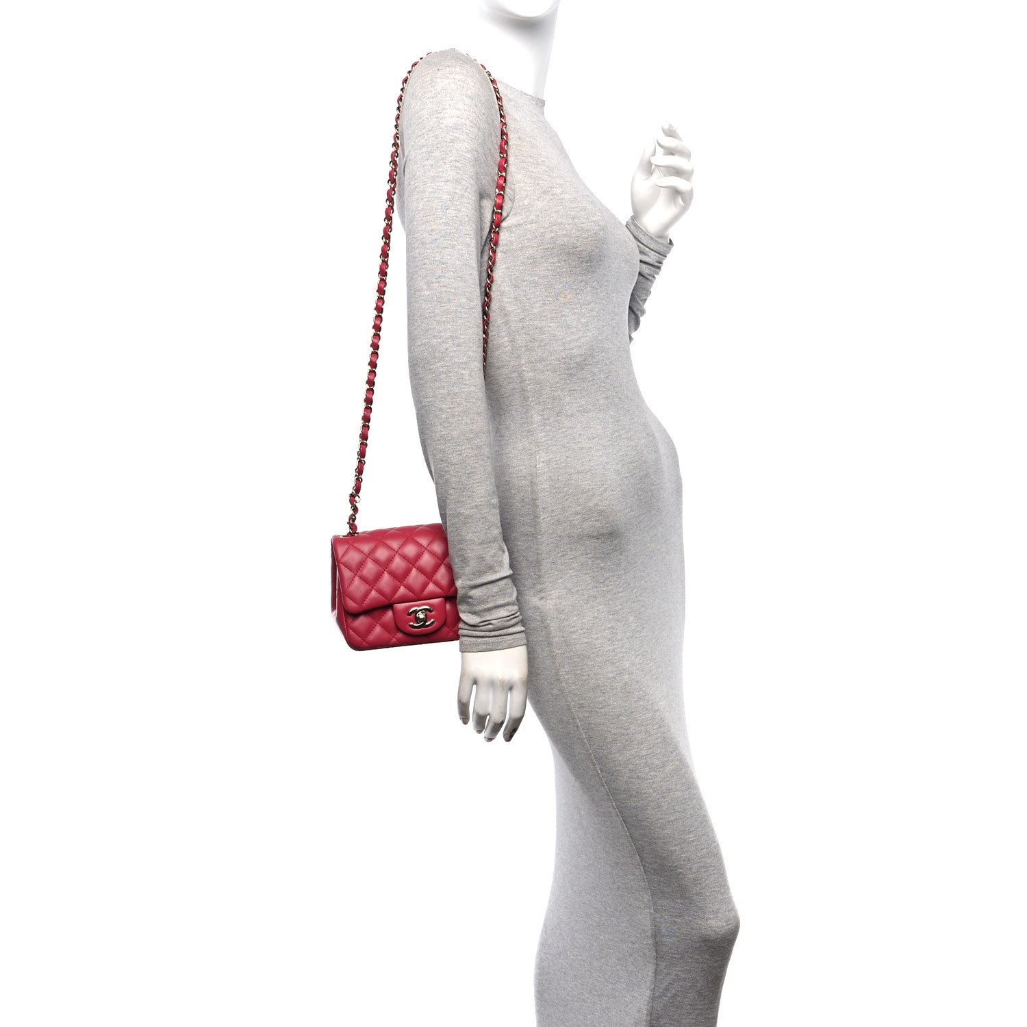 Chanel Lambskin Quilted Mini Square Flap Dark Pink 2 of 10