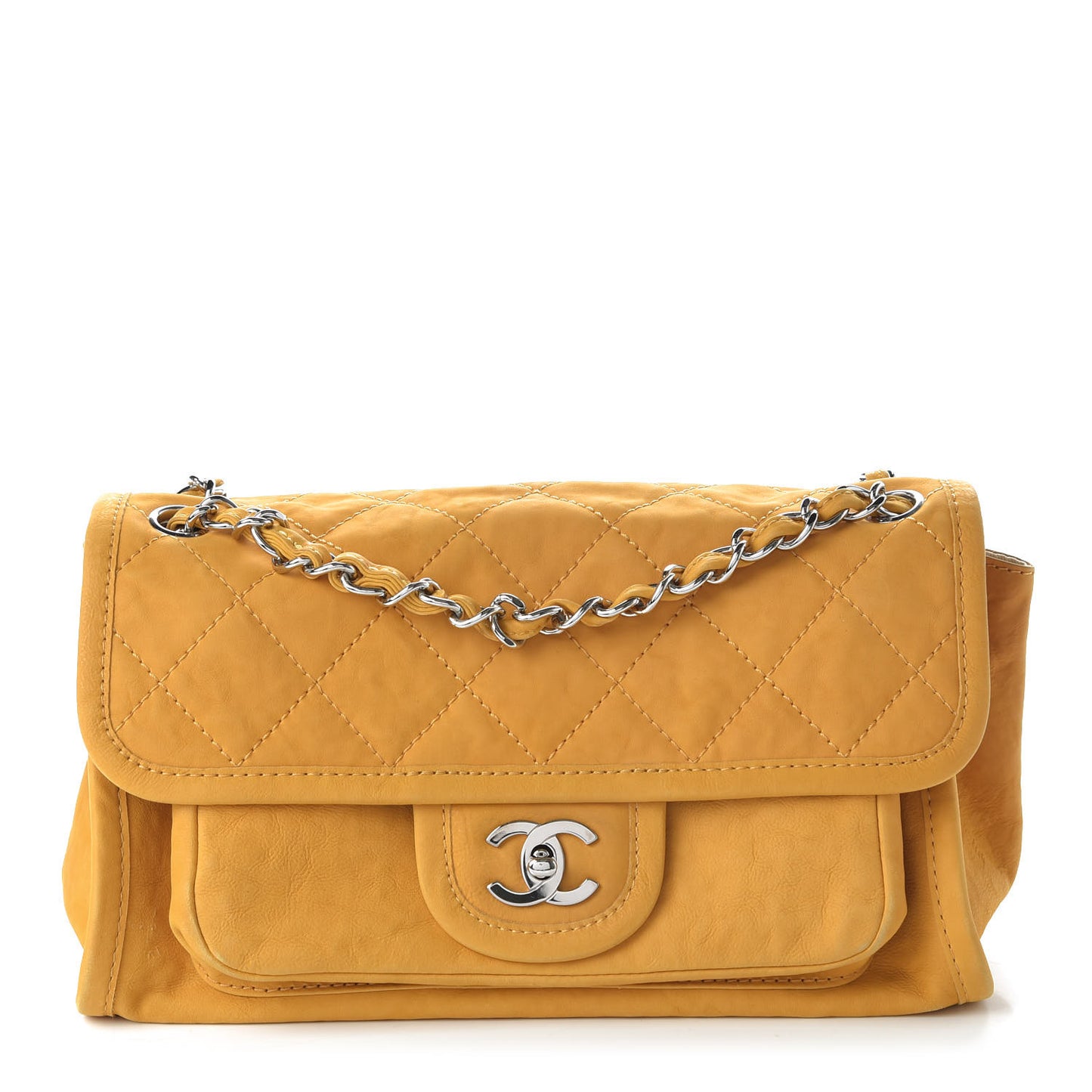 Ultra Soft Suede Calfskin Natural Beauty Flap Bag Yellow