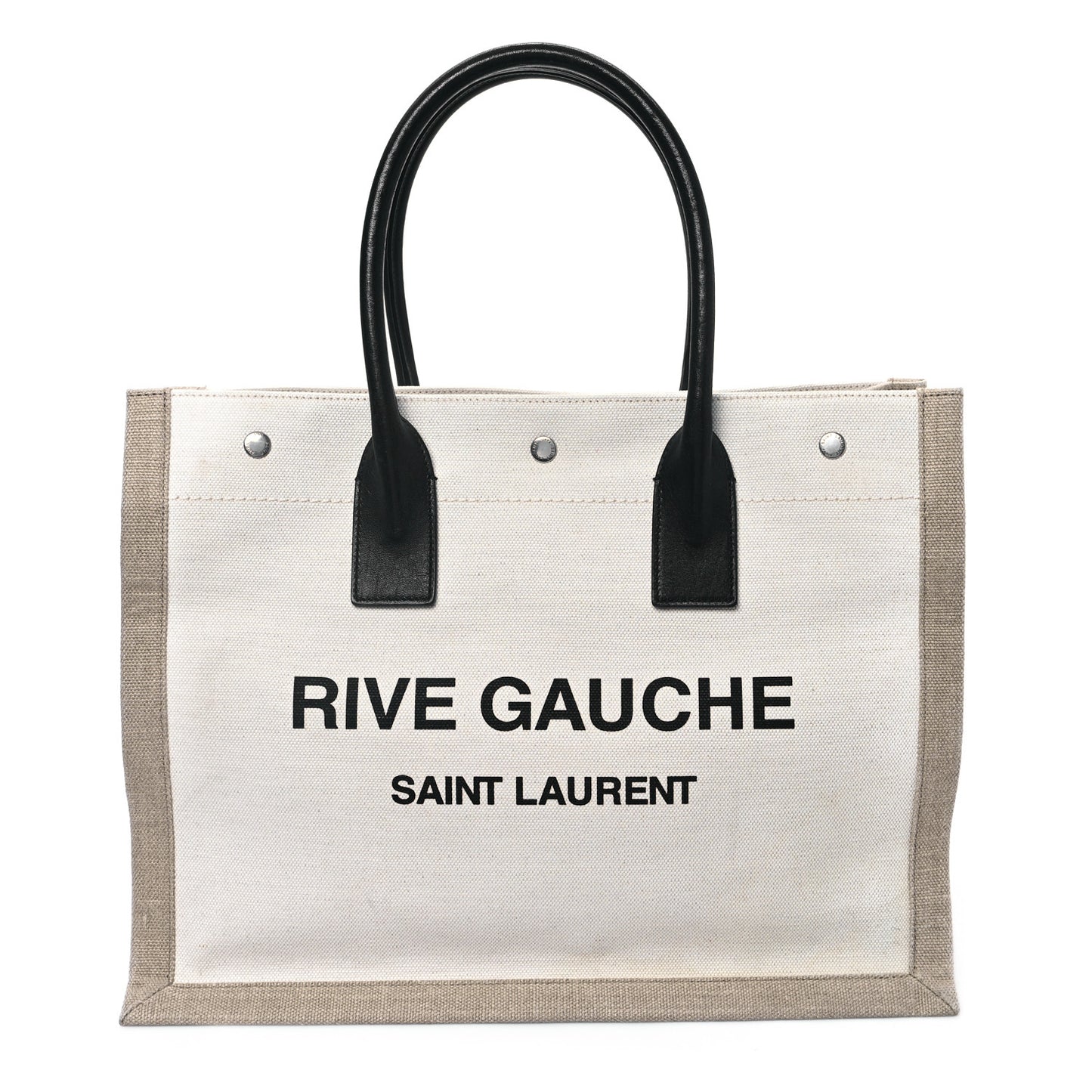 Linen Calfskin Small Rive Gauche Tote Greggio Natural