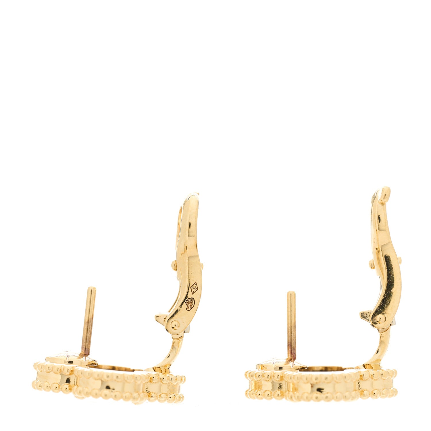 Van Cleef & Arpels 18K Yellow Gold Black Onyx Vintage Alhambra Earrings 3 of 5
