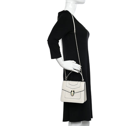 Bulgari Calfskin Serpenti Forever Top Handle White 3 of 10