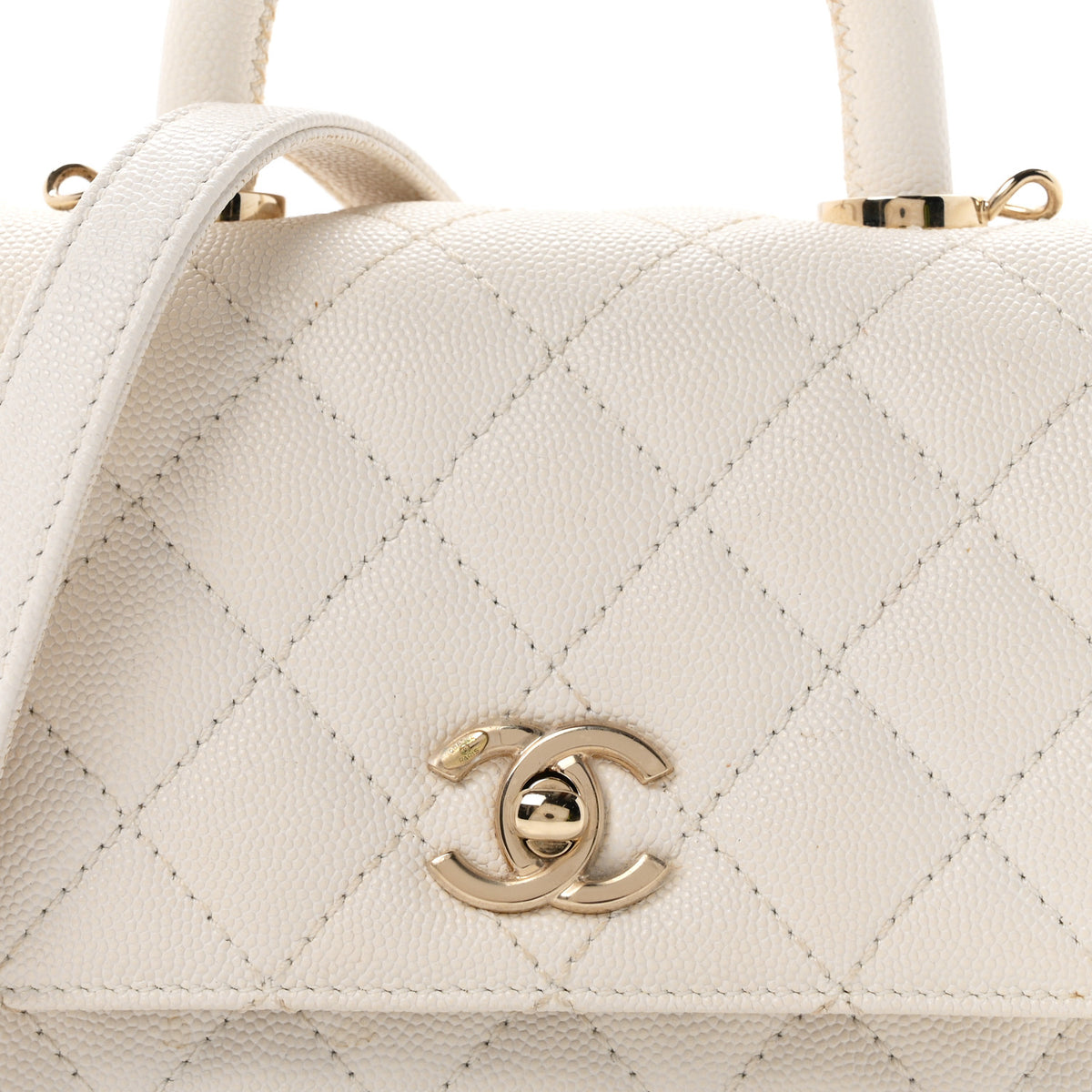 Caviar Quilted Extra Mini Coco Handle Flap White