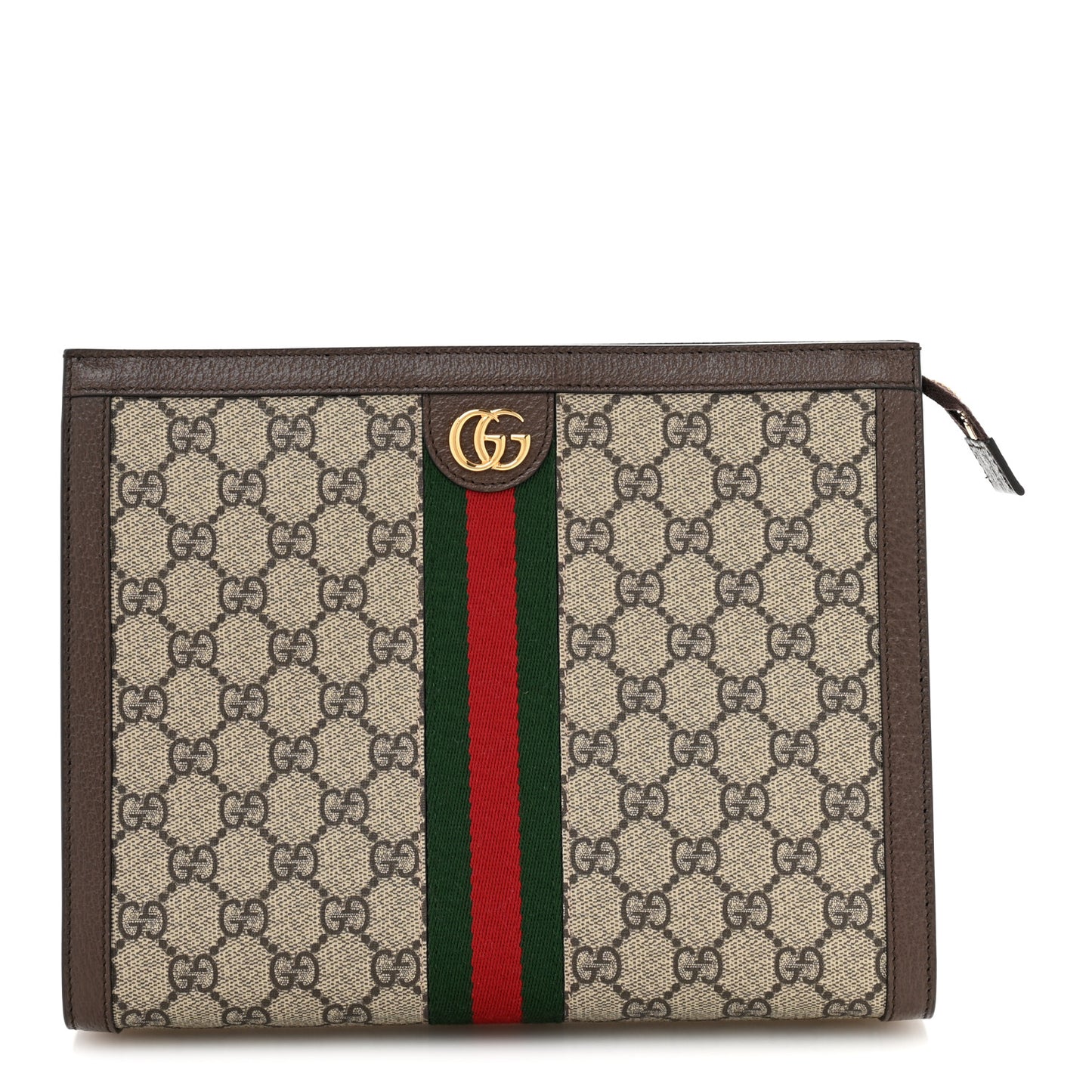 GG Supreme Monogram Web Ophidia Pouch Brown