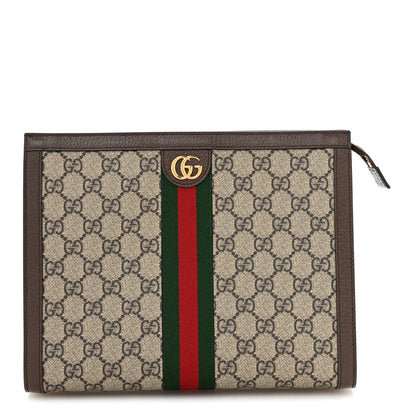 Gucci GG Supreme Monogram Web Ophidia Pouch Brown 1 of 8