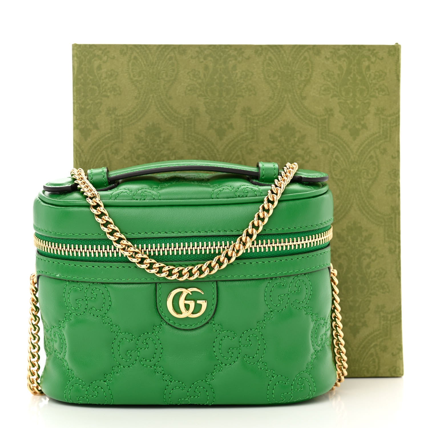 Gucci Calfskin GG Matelasse Mini Top Handle Bag Spring Green 10 of 10