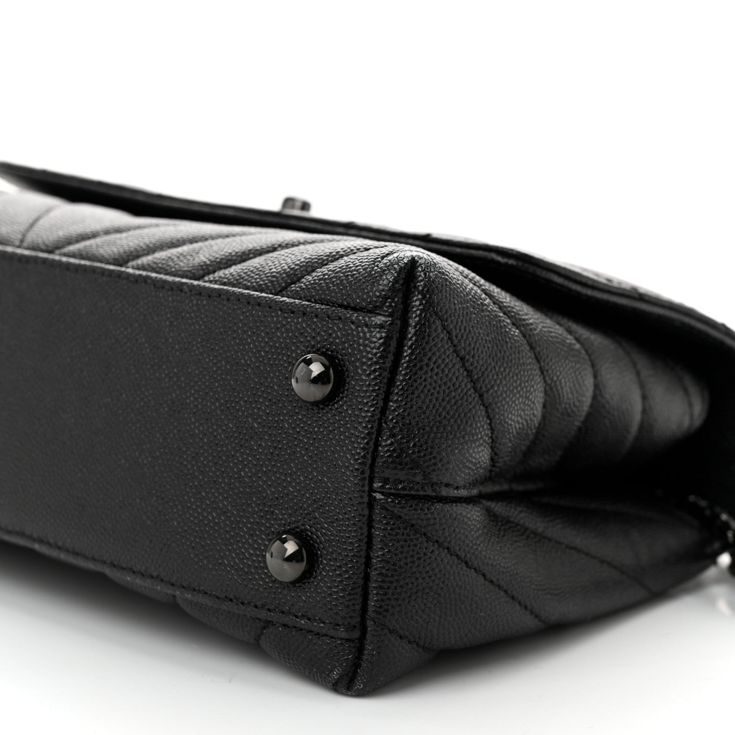 Chanel Caviar Chevron Quilted Mini Coco Handle Flap So Black 10 of 12