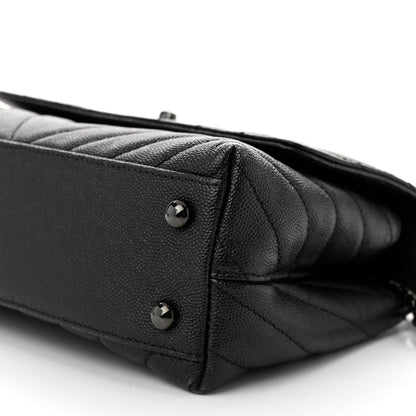 Chanel Caviar Chevron Quilted Mini Coco Handle Flap So Black 10 of 12
