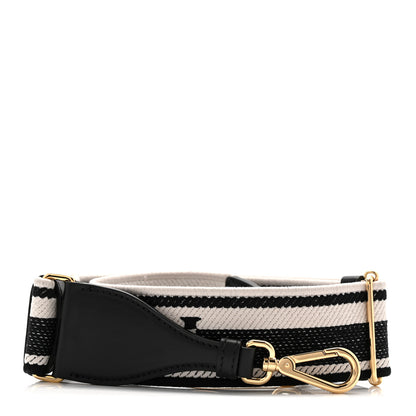 Prada Canvas Calfskin Logo Shoulder Strap Black White 1 of 4