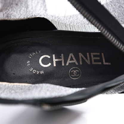 Chanel Mesh Grosgrain Cap Toe Short Boots 38 Grey Black 7 of 9