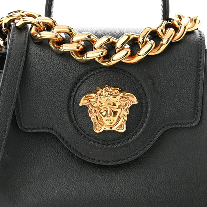 Versace Grained Calfskin Small La Medusa Top Handle Bag Black 7 of 11