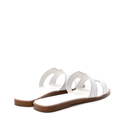Hermes Box Calfskin Oran Sandals 37.5 White 4 of 8