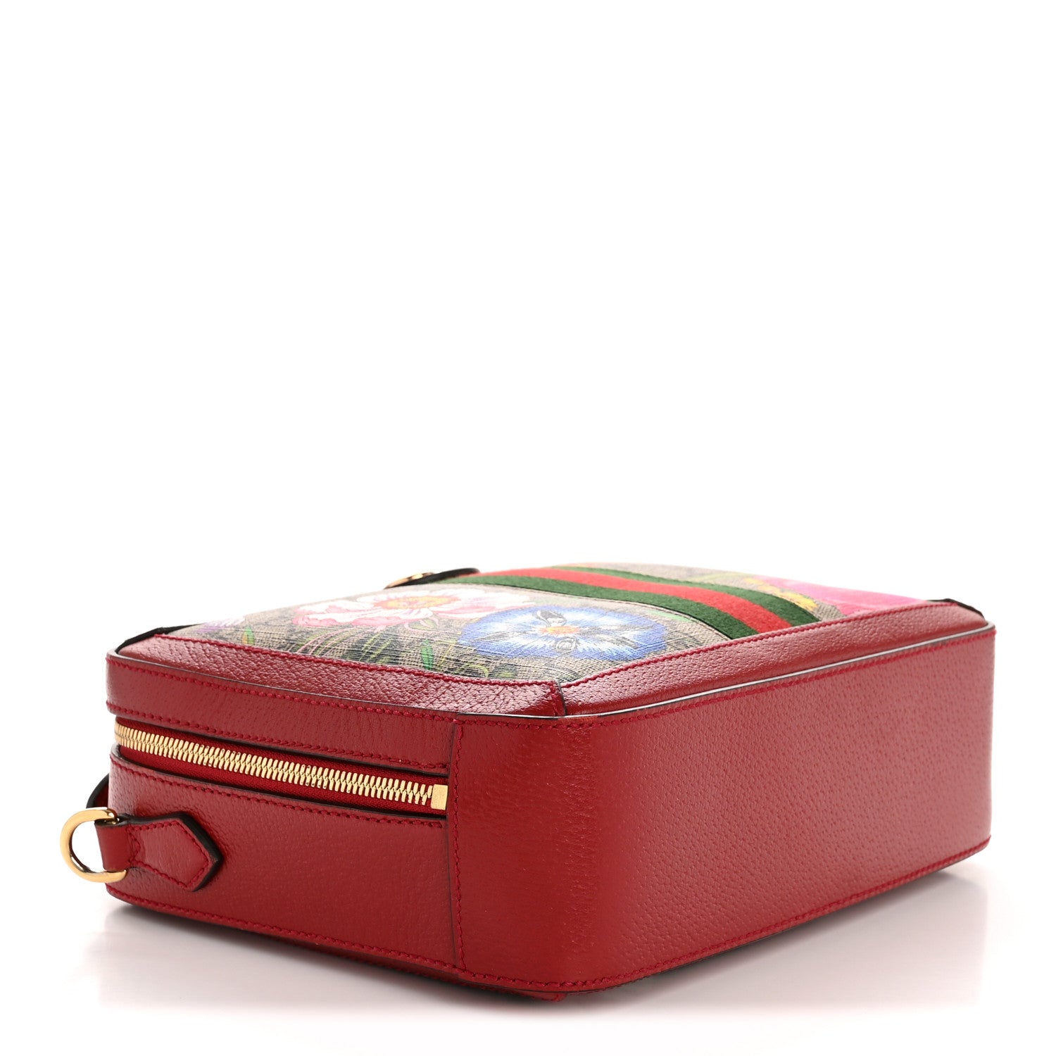 Gucci GG Supreme Monogram Flora Web Small Ophidia Top Handle Shoulder Bag Hibiscus Red 4 of 12