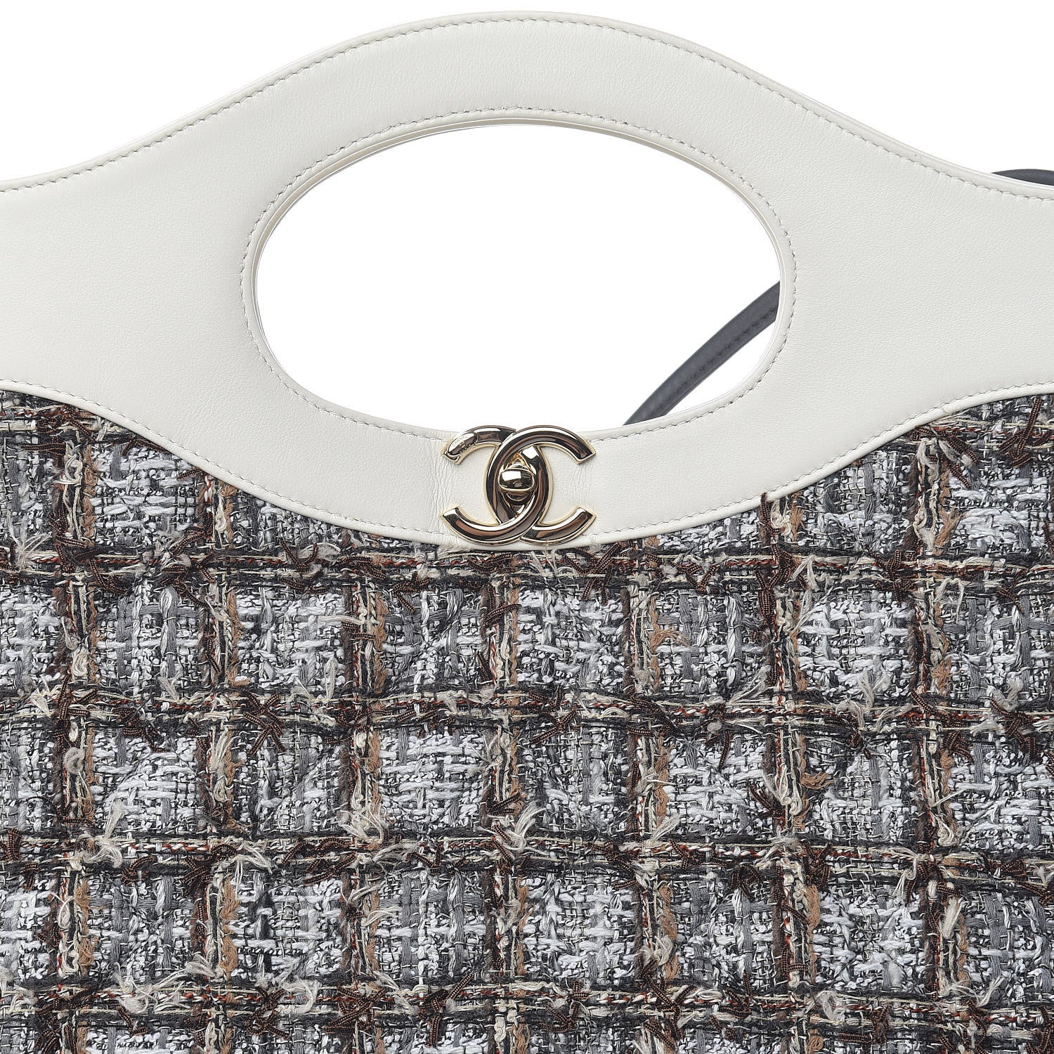 Chanel Tweed Calfskin Quilted Large 31 Shopping Bag White Multicolor 11 of 11