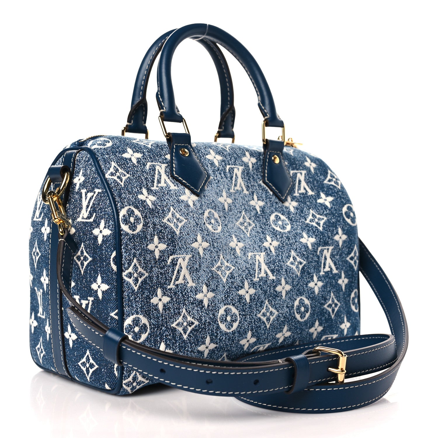 Louis Vuitton Monogram Jacquard Denim Speedy Bandouliere 25 Bleu 3 of 9