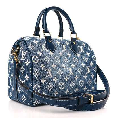 Louis Vuitton Monogram Jacquard Denim Speedy Bandouliere 25 Bleu 3 of 9