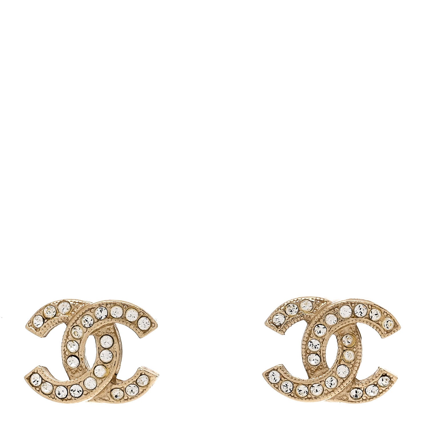 Chanel Crystal Mini Timeless CC Earrings Light Gold 1 of 5