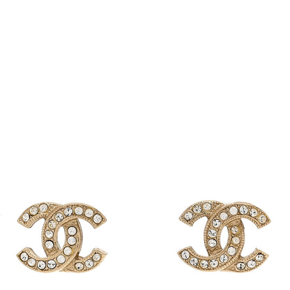 Chanel Crystal Mini Timeless CC Earrings Light Gold 1 of 5