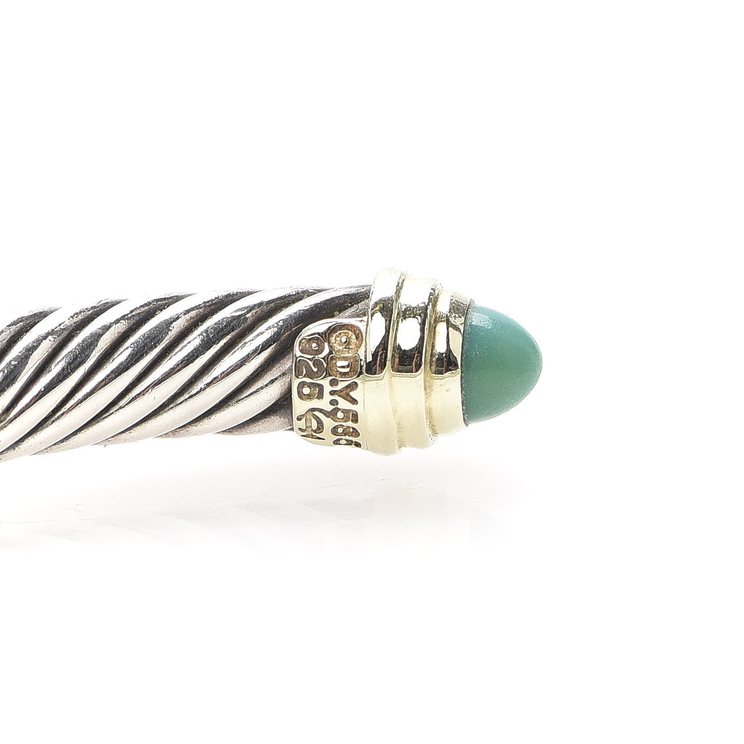 David Yurman Sterling Silver 14K Yellow Gold Turquoise 5mm Cable Classics Petite Color Bracelet 5 of 6