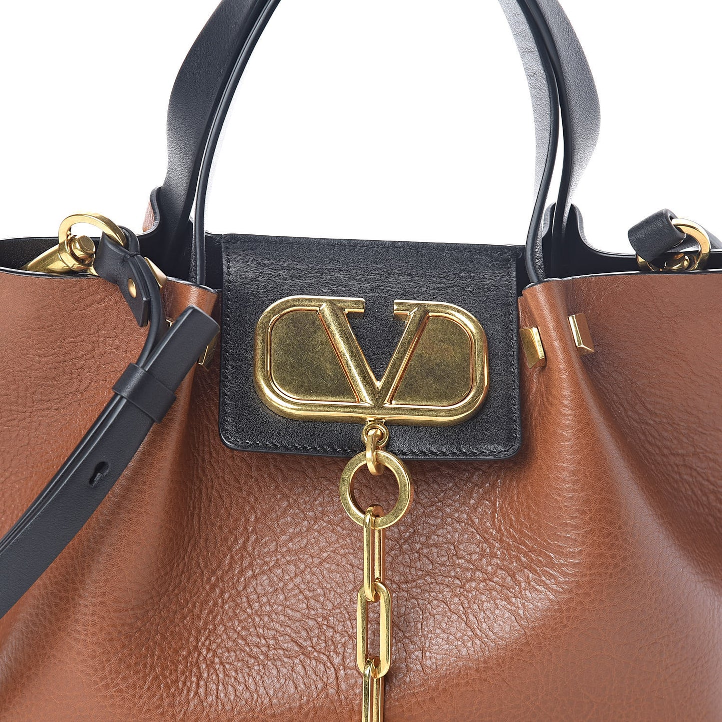 Grainy Calfskin Small VLogo Escape Shopper Tan