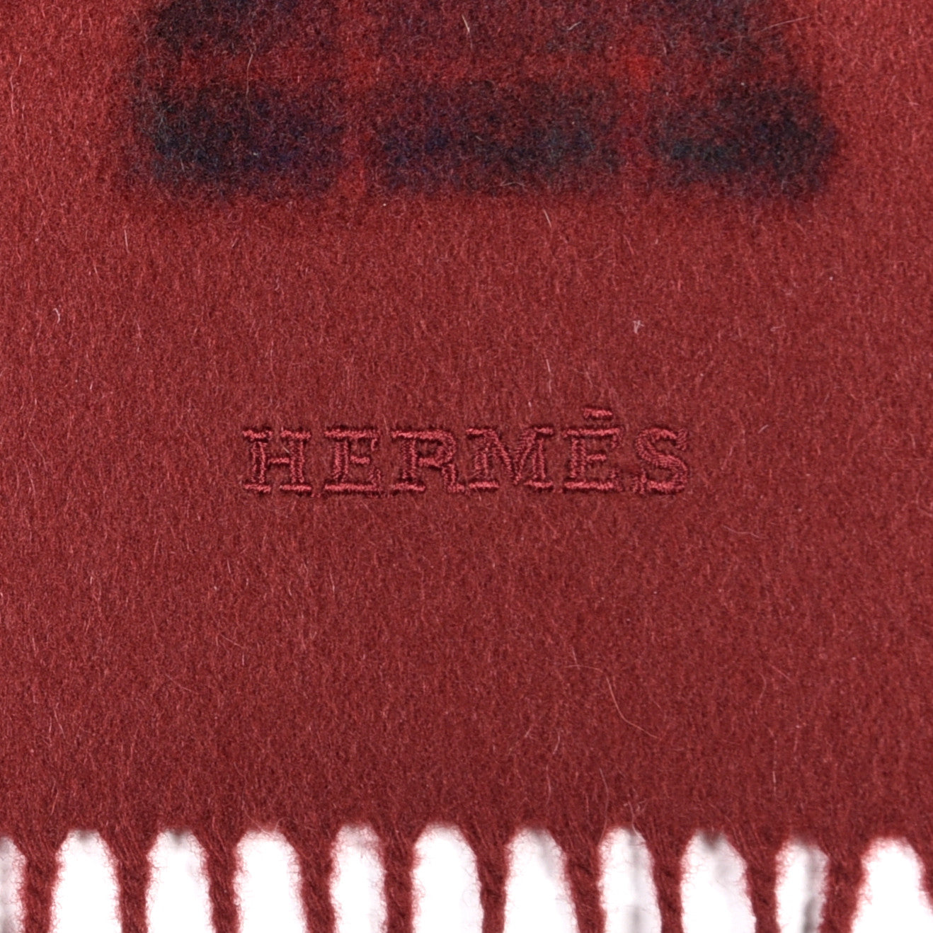 Hermes Cashmere Highlands Embroidered Patch Muffler Rouge H 4 of 5
