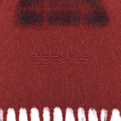 Hermes Cashmere Highlands Embroidered Patch Muffler Rouge H 4 of 5