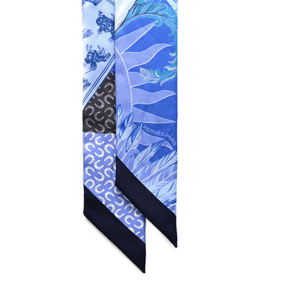 Hermes Silk Cheval Phoenix Twilly Marine Ciel Cobalt 2 of 4
