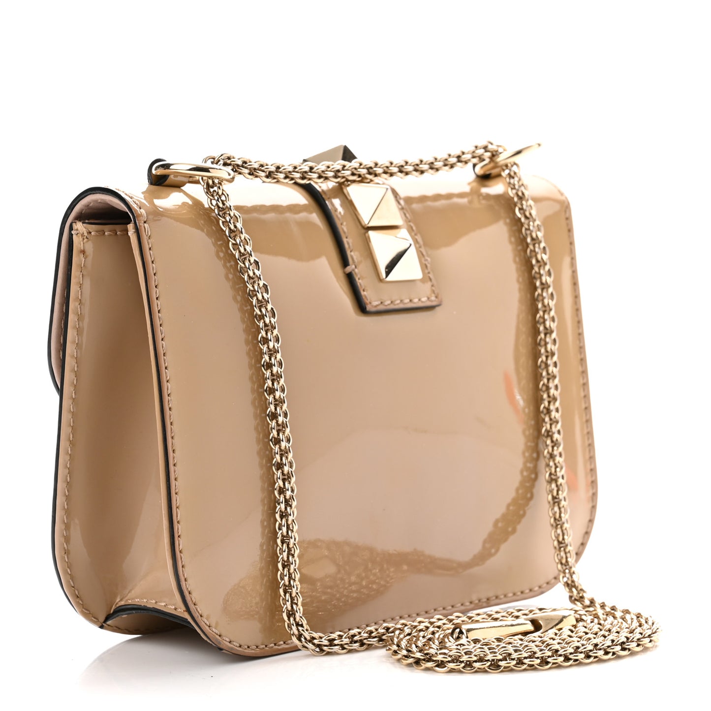 Patent Small Glam Lock Rockstud Flap Alpaca