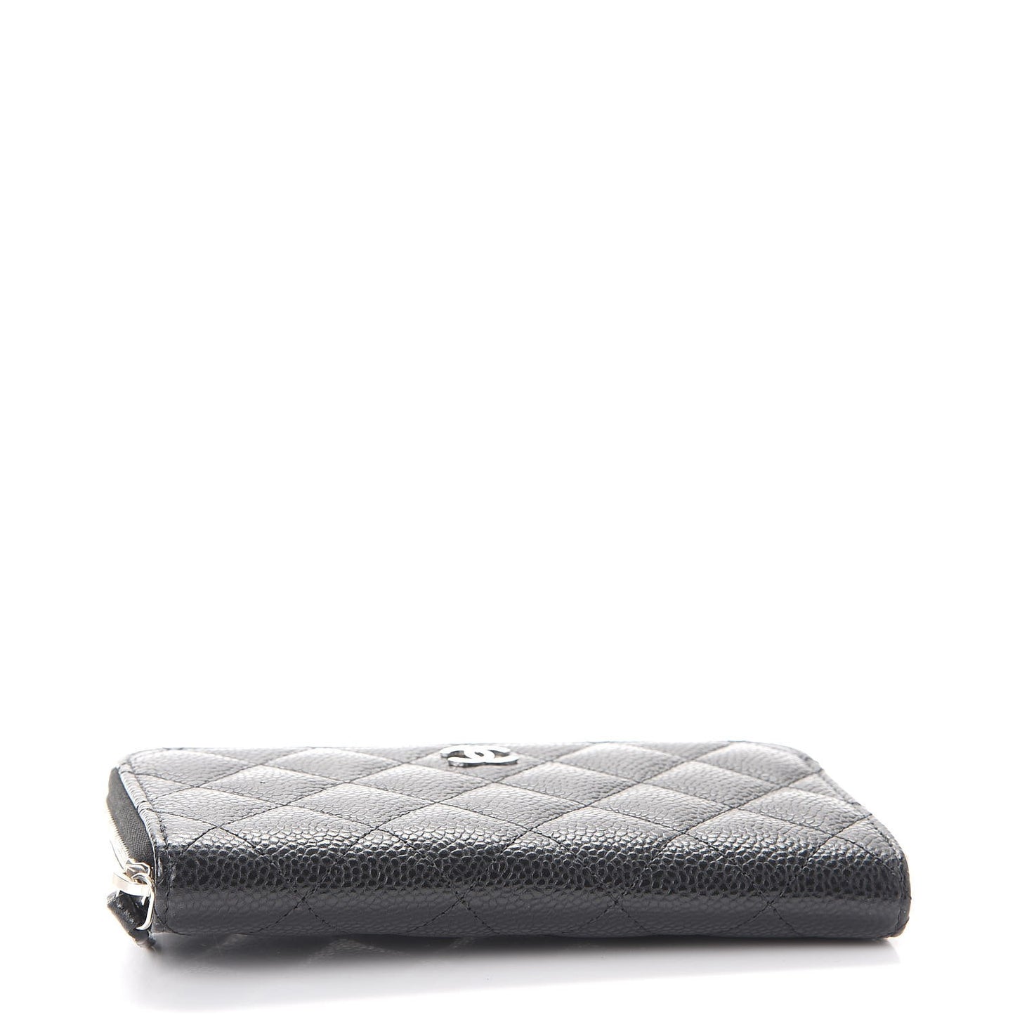 Caviar Quilted Medium Zip Around Wallet Black