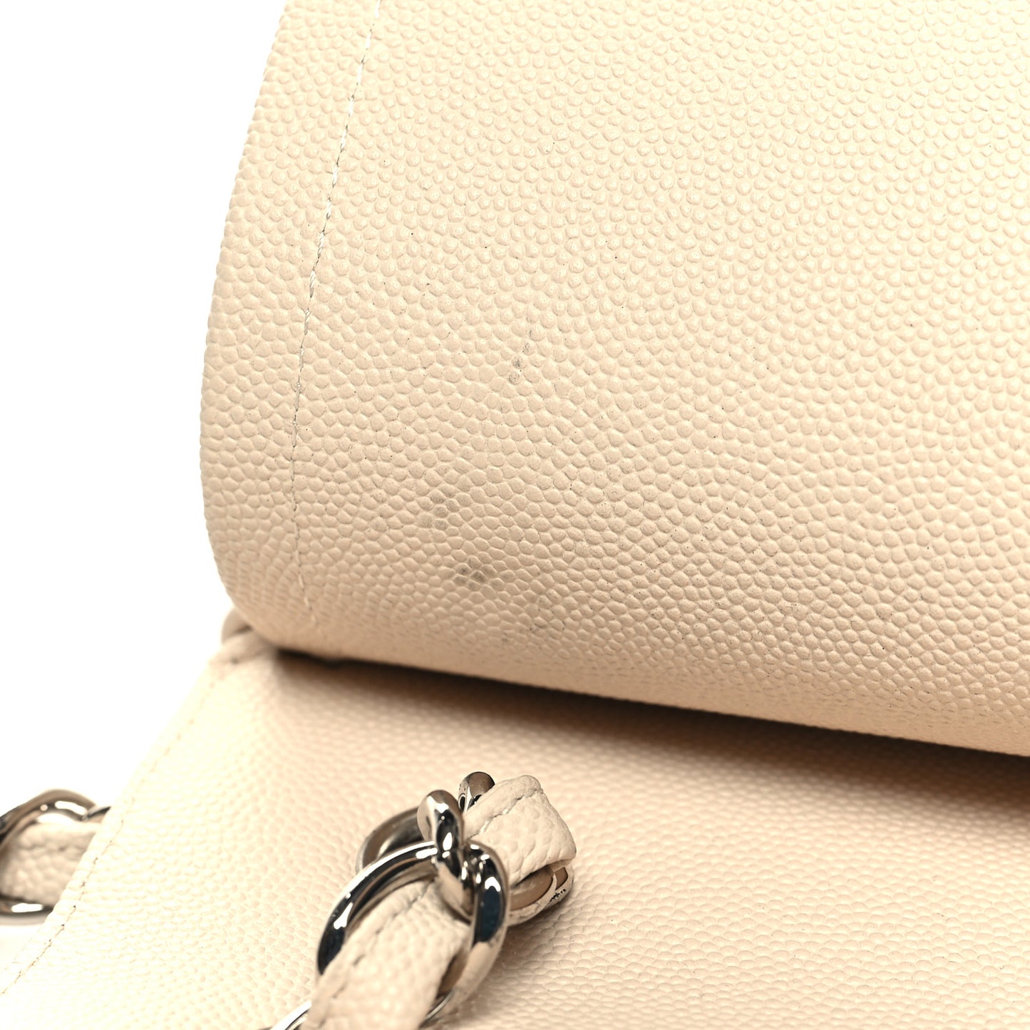 Caviar Quilted Jumbo Double Flap Ivory