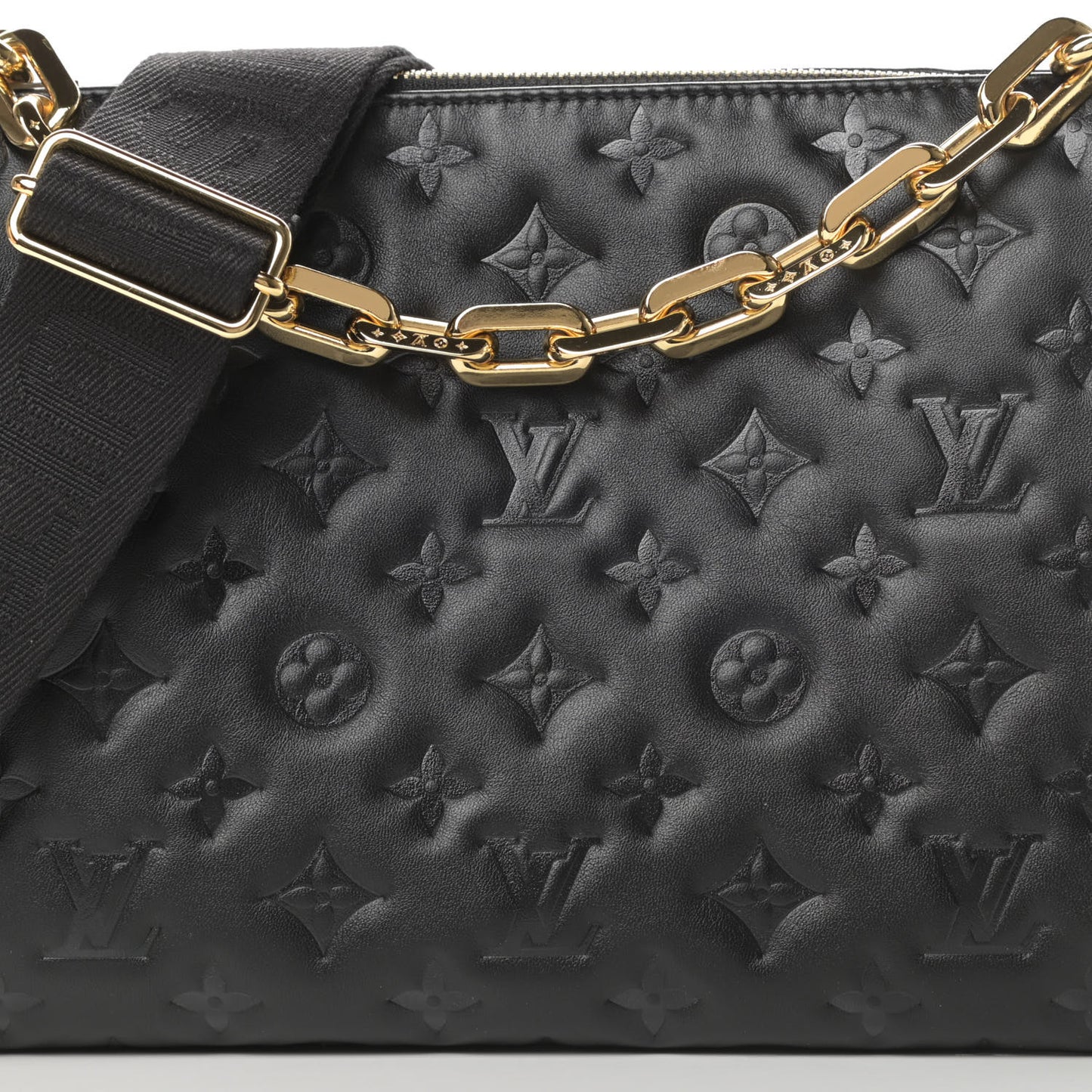 Lambskin Embossed Monogram Coussin PM Black