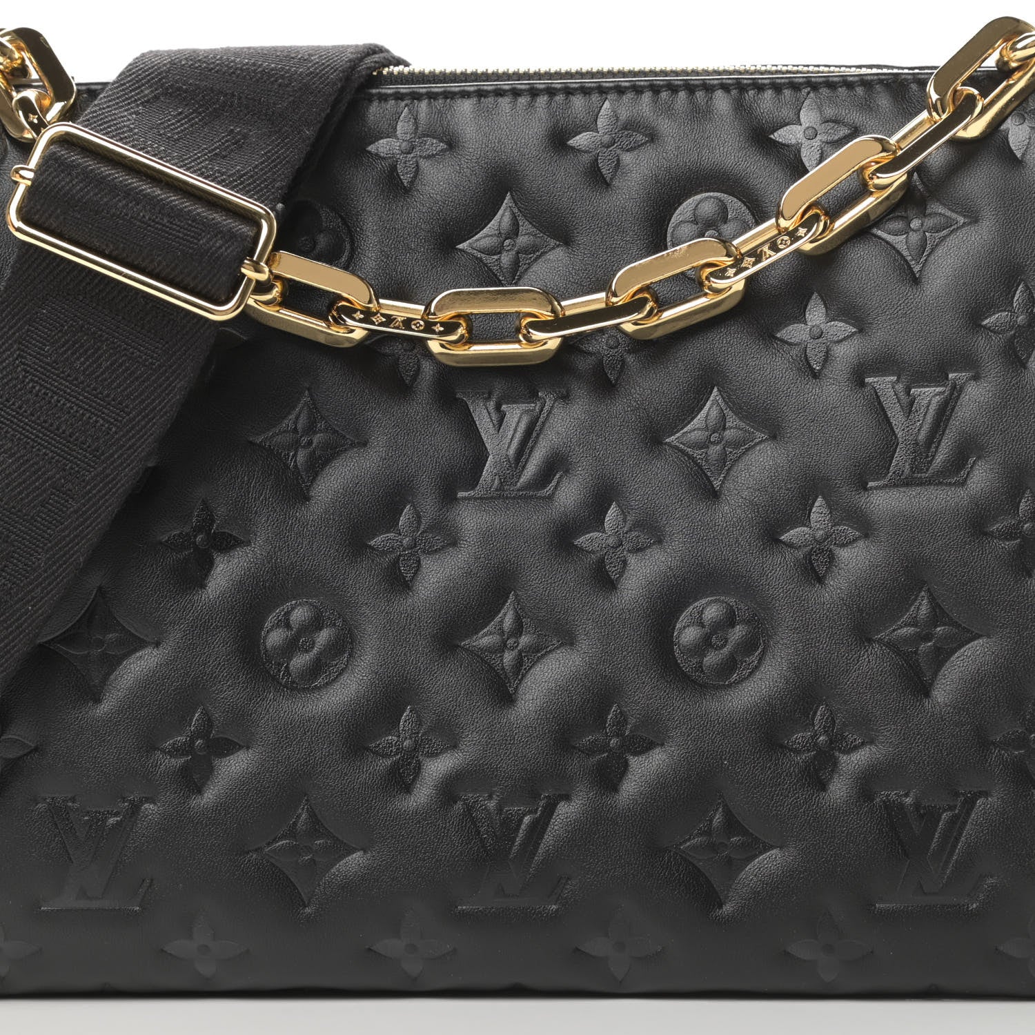 Louis Vuitton Lambskin Embossed Monogram Coussin PM Black 7 of 10