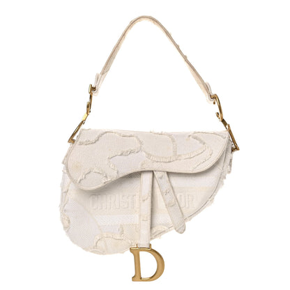 Christian Dior Canvas Embroidered Camouflage Saddle Bag White 1 of 28