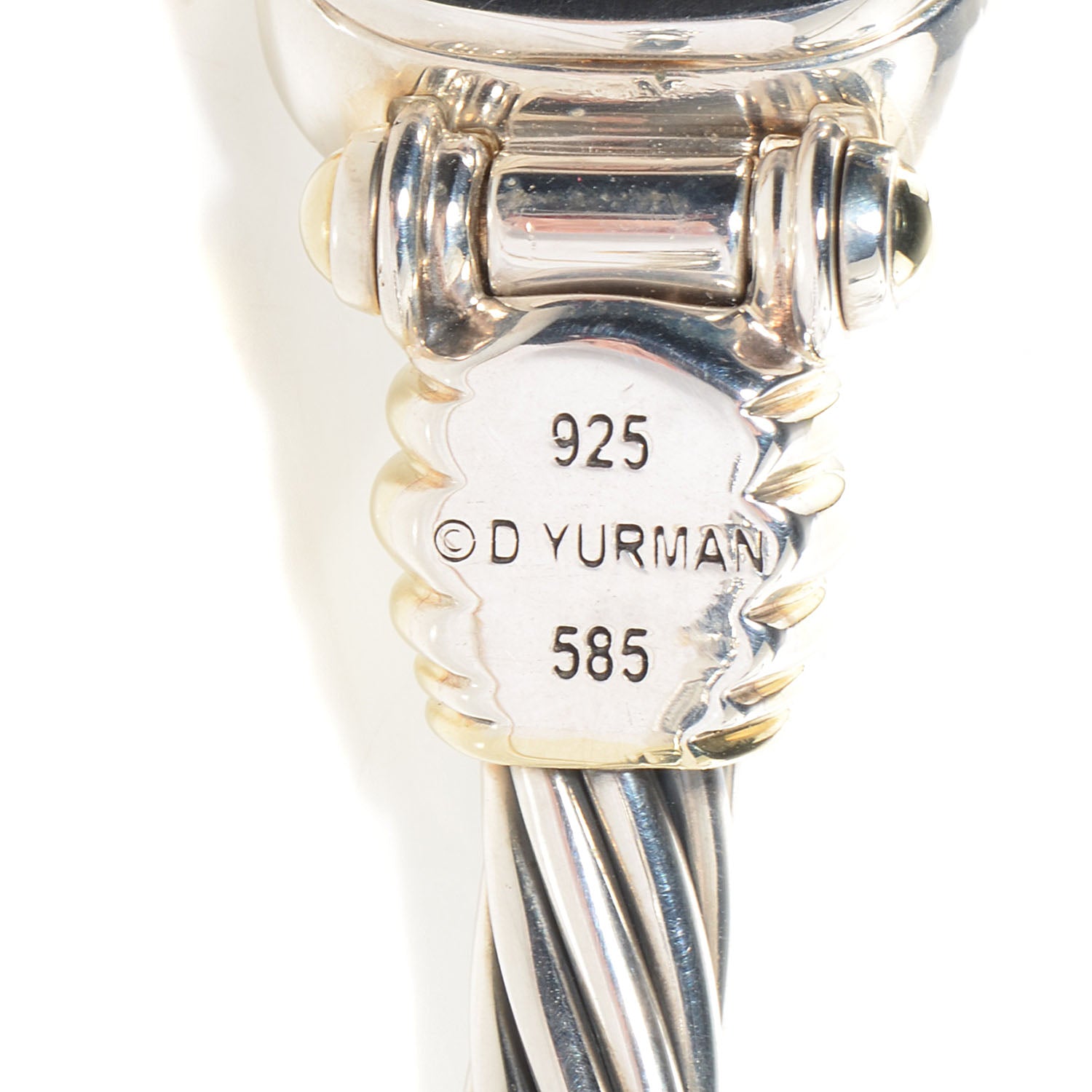 David Yurman Sterling Silver 14K Yellow Gold Mother of Pearl 21mm Classic Cable Quartz Watch 5 of 6