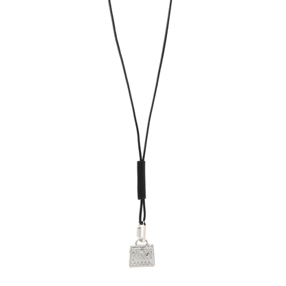 Hermes Palladium Kelly Curiosite Charm Pendant Necklace Black 1 of 9