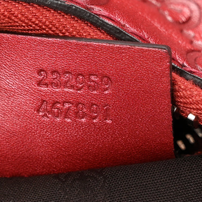 Gucci Metallic Guccissima Medium Bamboo Bar Tote Red 7 of 10