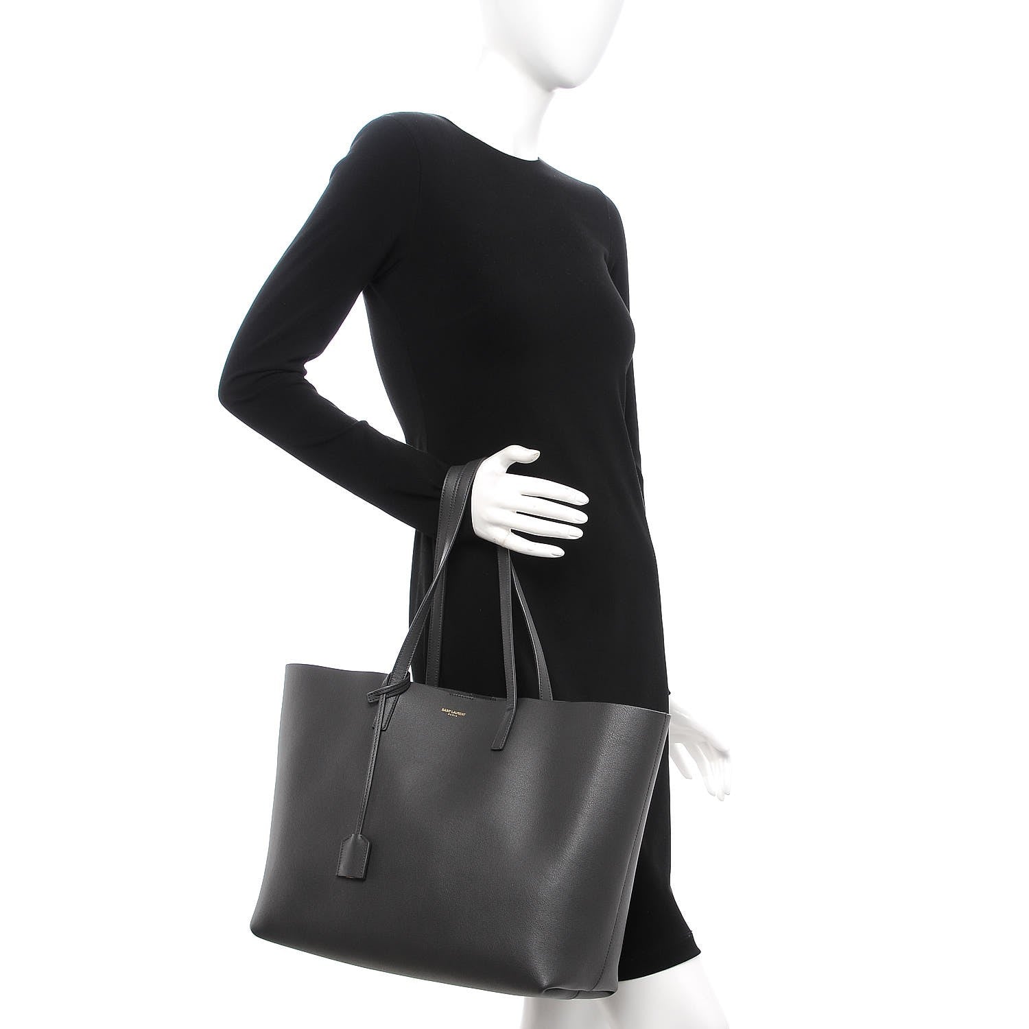 Saint Laurent Calfskin Large Shopping Tote Dark Grey 2 of 8