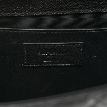 Saint Laurent Grain De Poudre Textured Mixed Matelasse Triquilt Medium Monogram Monochrome Satchel Black 7 of 11