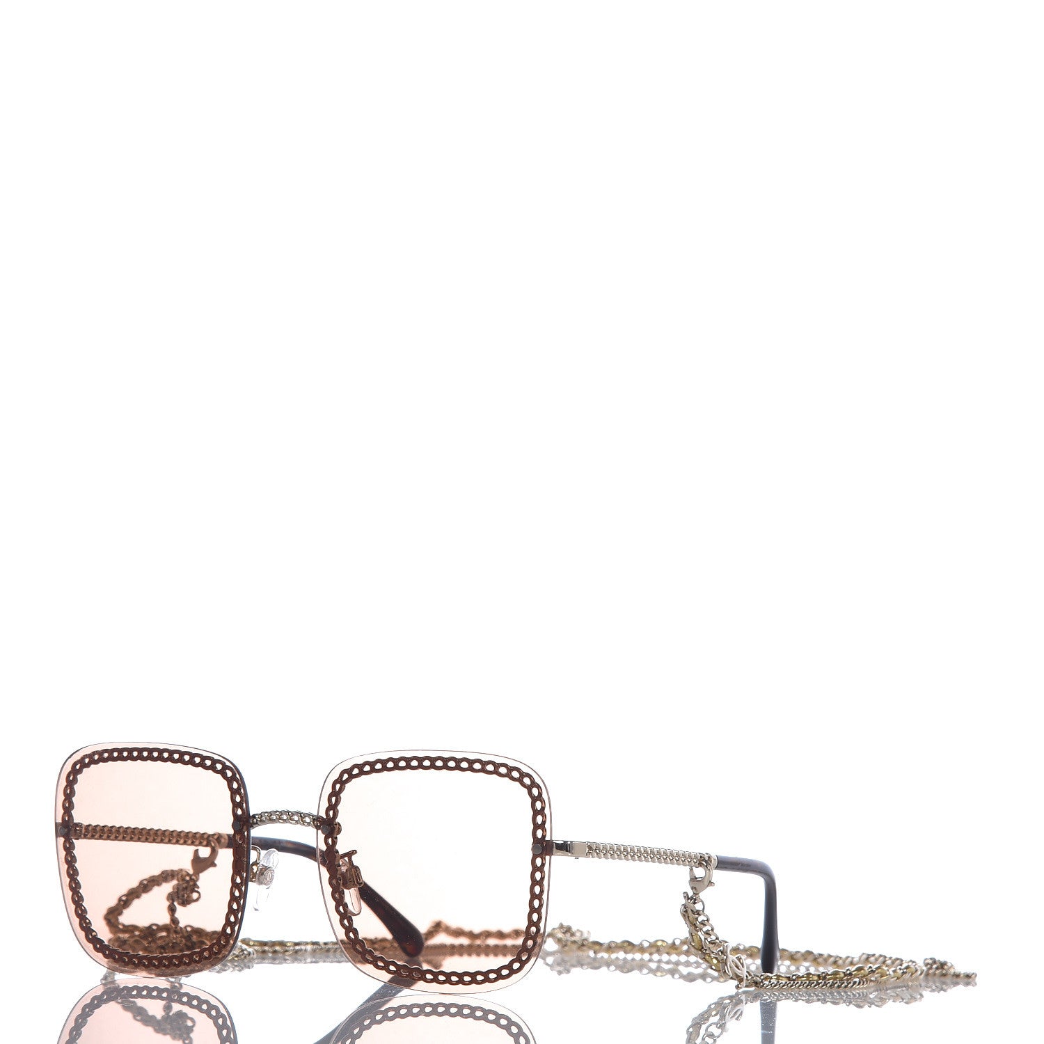 Chanel Metal Removable Chain Square Sunglasses 4244 Light Brown 2 of 8