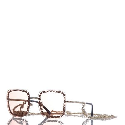 Chanel Metal Removable Chain Square Sunglasses 4244 Light Brown 2 of 8