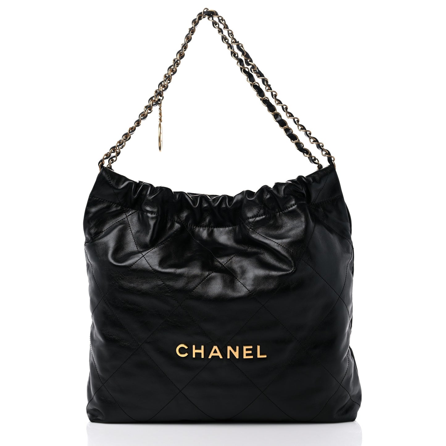 Shiny Calfskin Quilted Chanel 22 Black