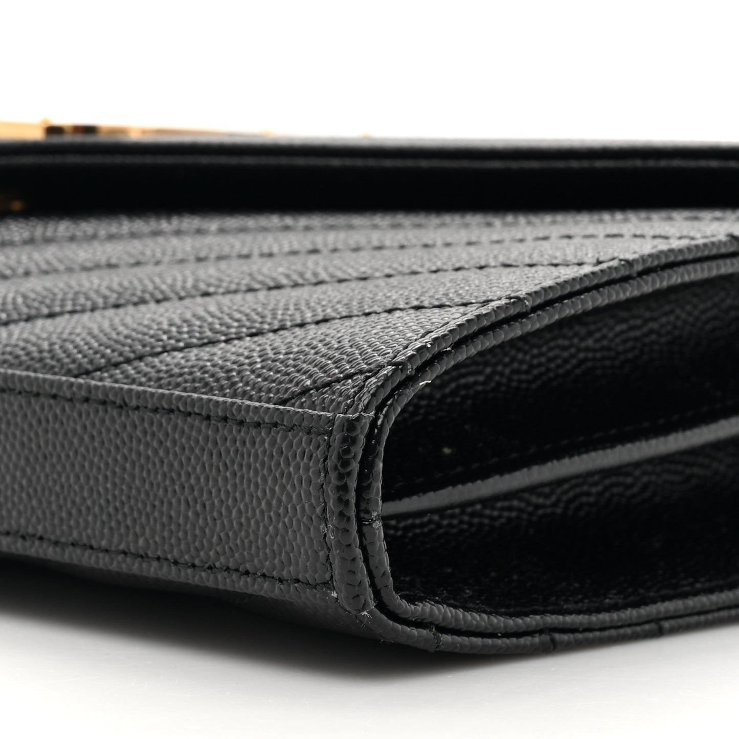 Grain De Poudre Matelasse Chevron Monogram Chain Wallet Black