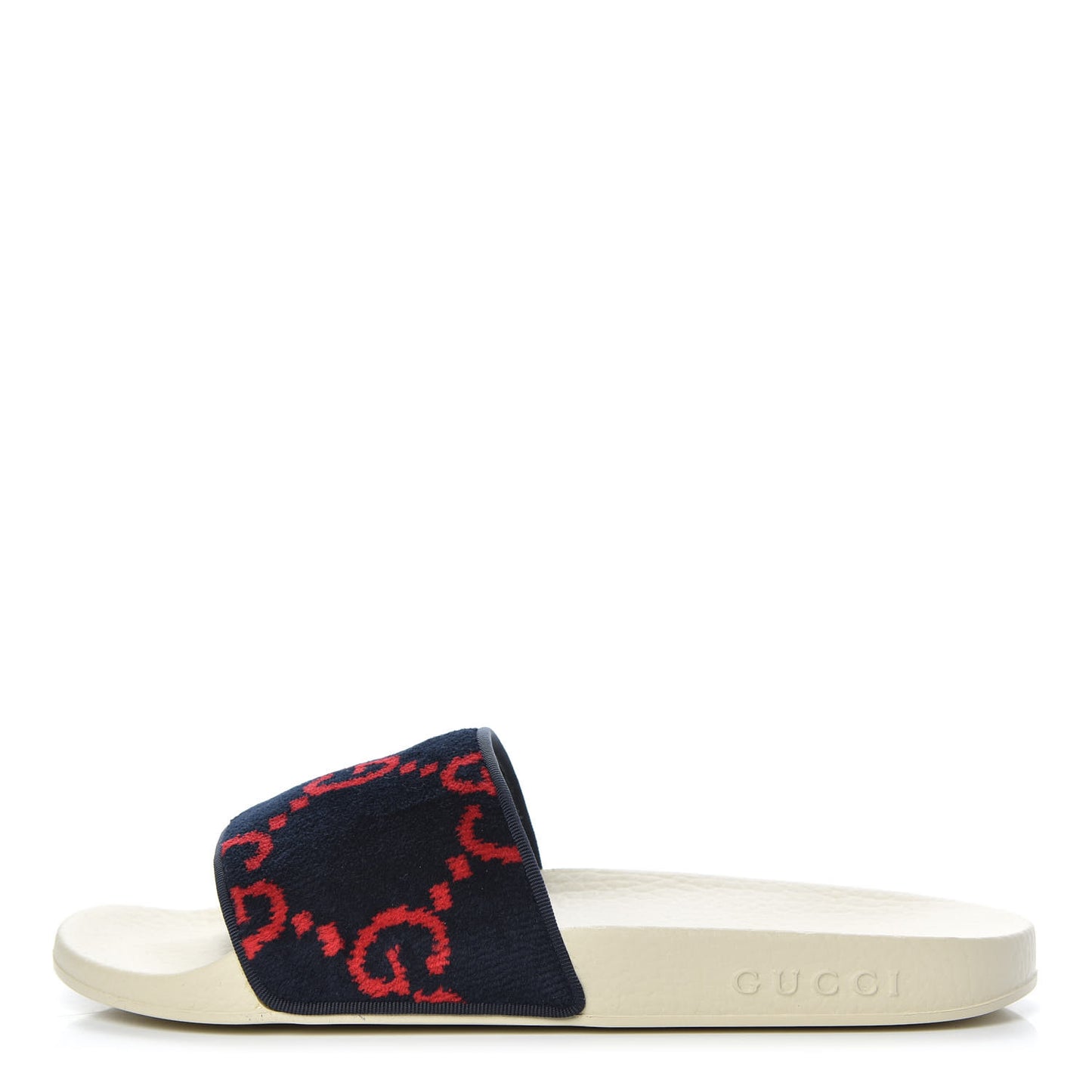 Terry Cloth GG Monogram Slide Sandals 38 Blue Red