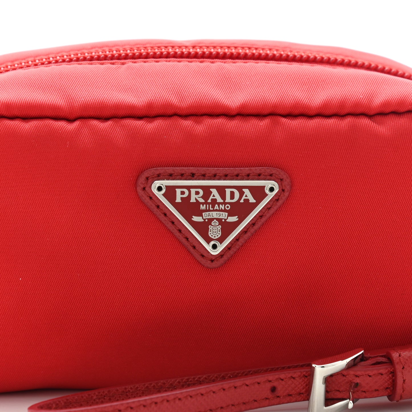 Tessuto Nylon Saffiano Wristlet Rosso