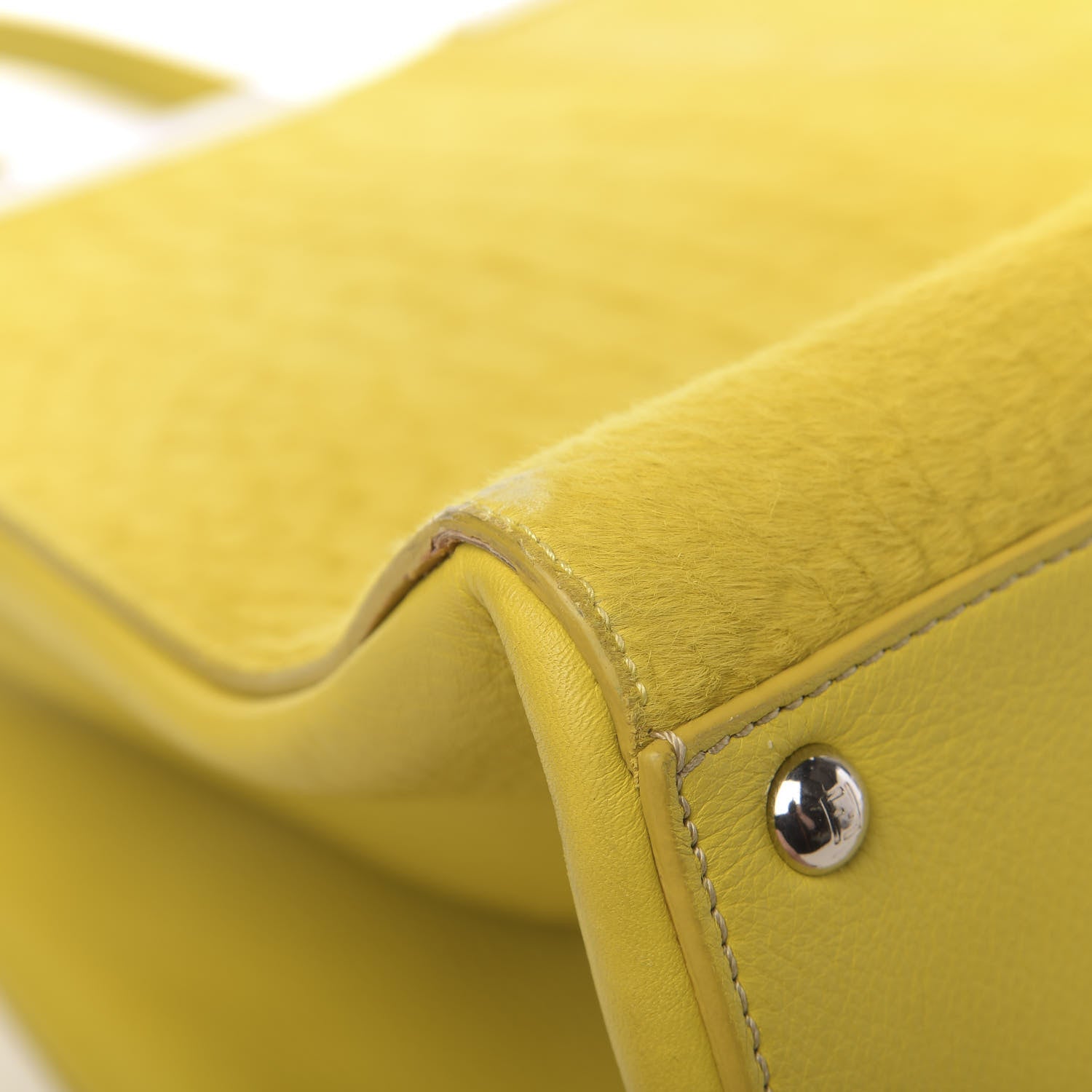 Fendi Vitello Calf Hair Crocodile Embossed Large 3Jours Tote Sunflower Cedro 13 of 14