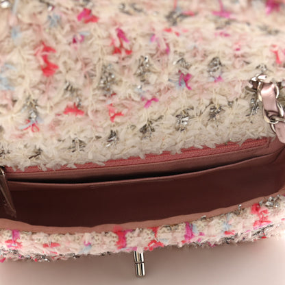 Chanel Tweed Quilted Mini Rectangular Flap Light Pink Silver Blue 5 of 10