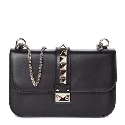 Valentino Garavani Vitello Medium Glam Lock Rockstud Flap Black 1 of 9