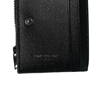 Saint Laurent Grain De Poudre Matelasse Chevron Monogram Zipped Card Case Black 6 of 13
