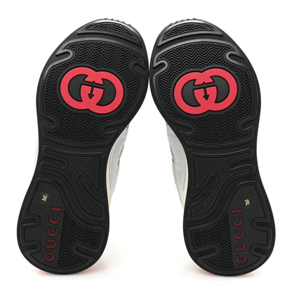 Gucci Metallic Calfskin Glitter Mesh Womens Ultrapace Sneakers 38 Silver Light Grey Mystic White 5 of 8