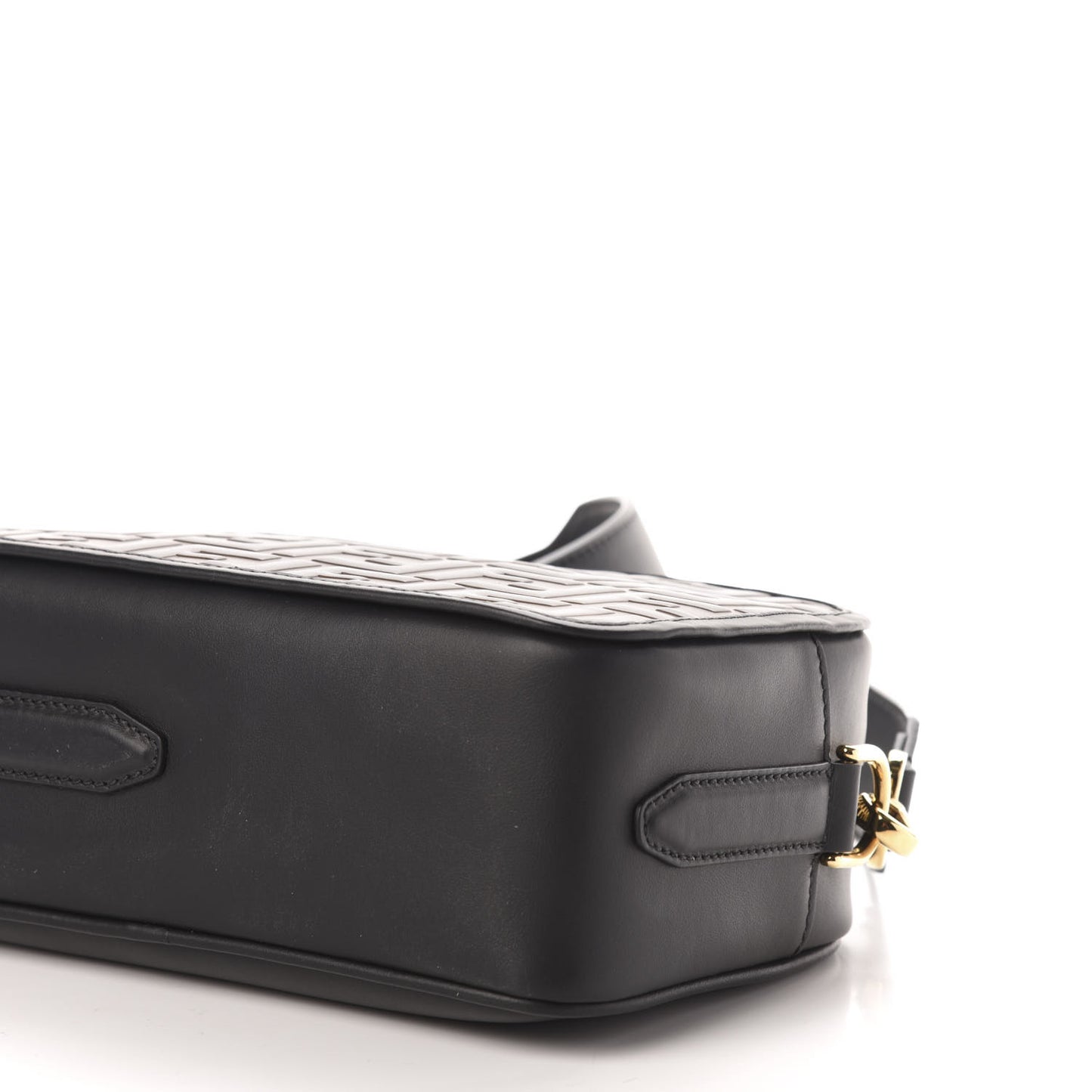 Vitello Century F is Fendi Bi-Color FF 1974 Embossed Camera Case Maya Black