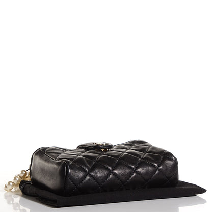 Chanel Lambskin Quilted Pearl Chain Love Symbols Mini Bag Black 7 of 11